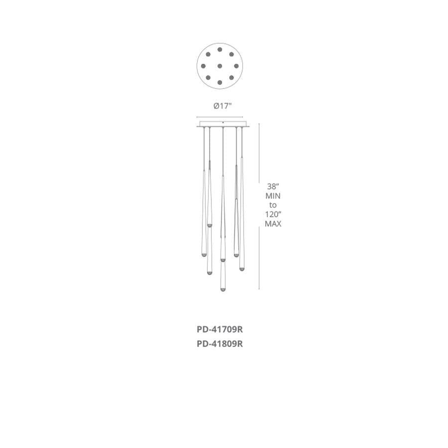 Modern Forms PD-41809R-BK Black Cascade 17'' Led Multi-light Pendant Light 3500k In Black Image 2