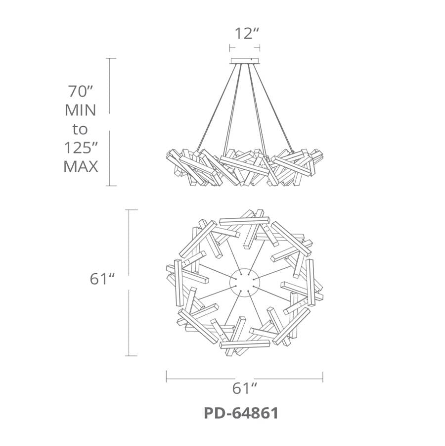 Modern Forms PD-64861-AB Aged Brass Chaos 61'' Led Chandelier Light 3000k In Aged Brass Image 2