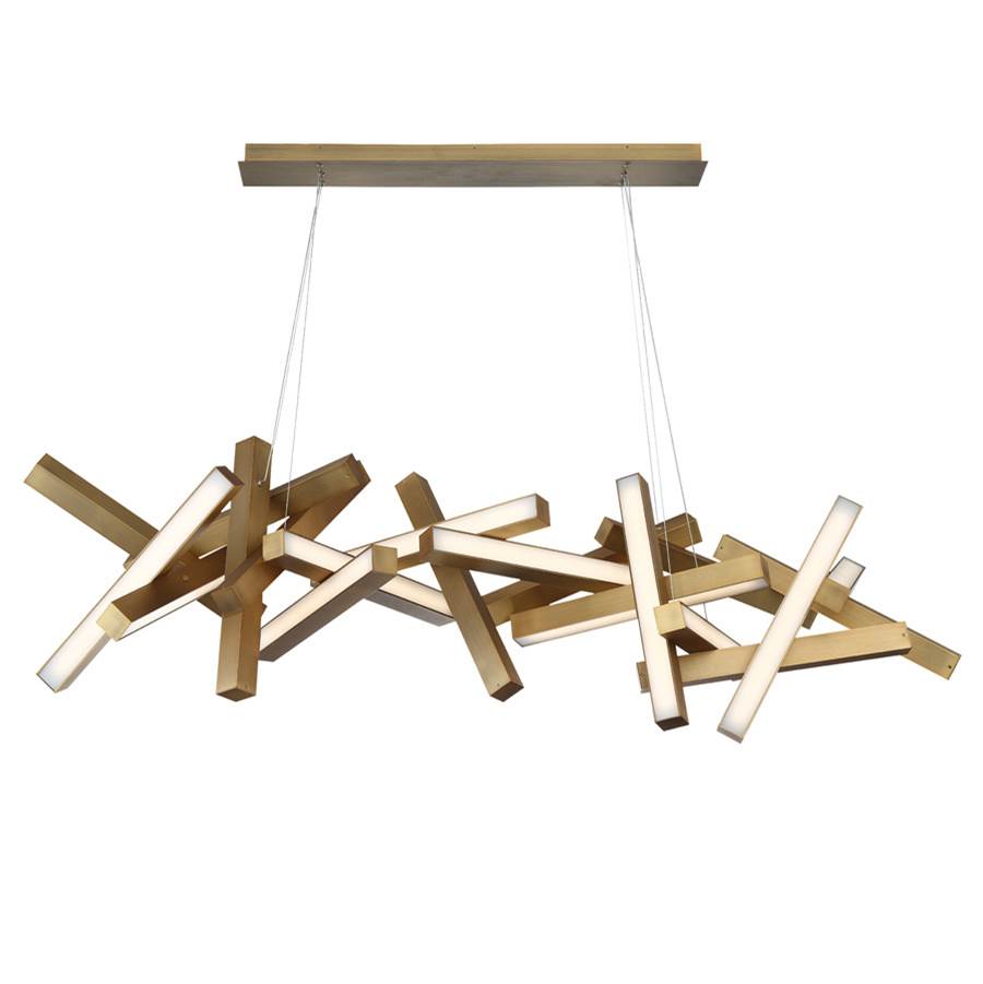 Modern Forms PD-64872-AB Aged Brass Chaos 72'' Led Linear Pendant Light 3000k In Aged Brass Image 1