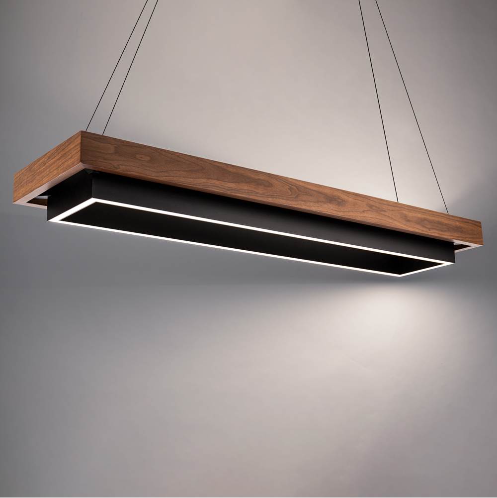 Modern Forms Hustler 54'' Led Indoor Linear Pendant Light 3000k In Black And Dark Walnut
