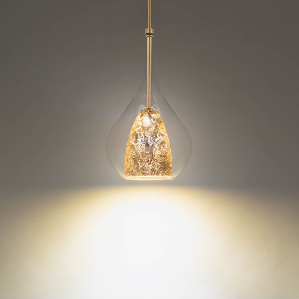 Modern Forms Helios 18'' Led Indoor Mini Pendant Light 3000k In Aged Brass And Gold Leaf