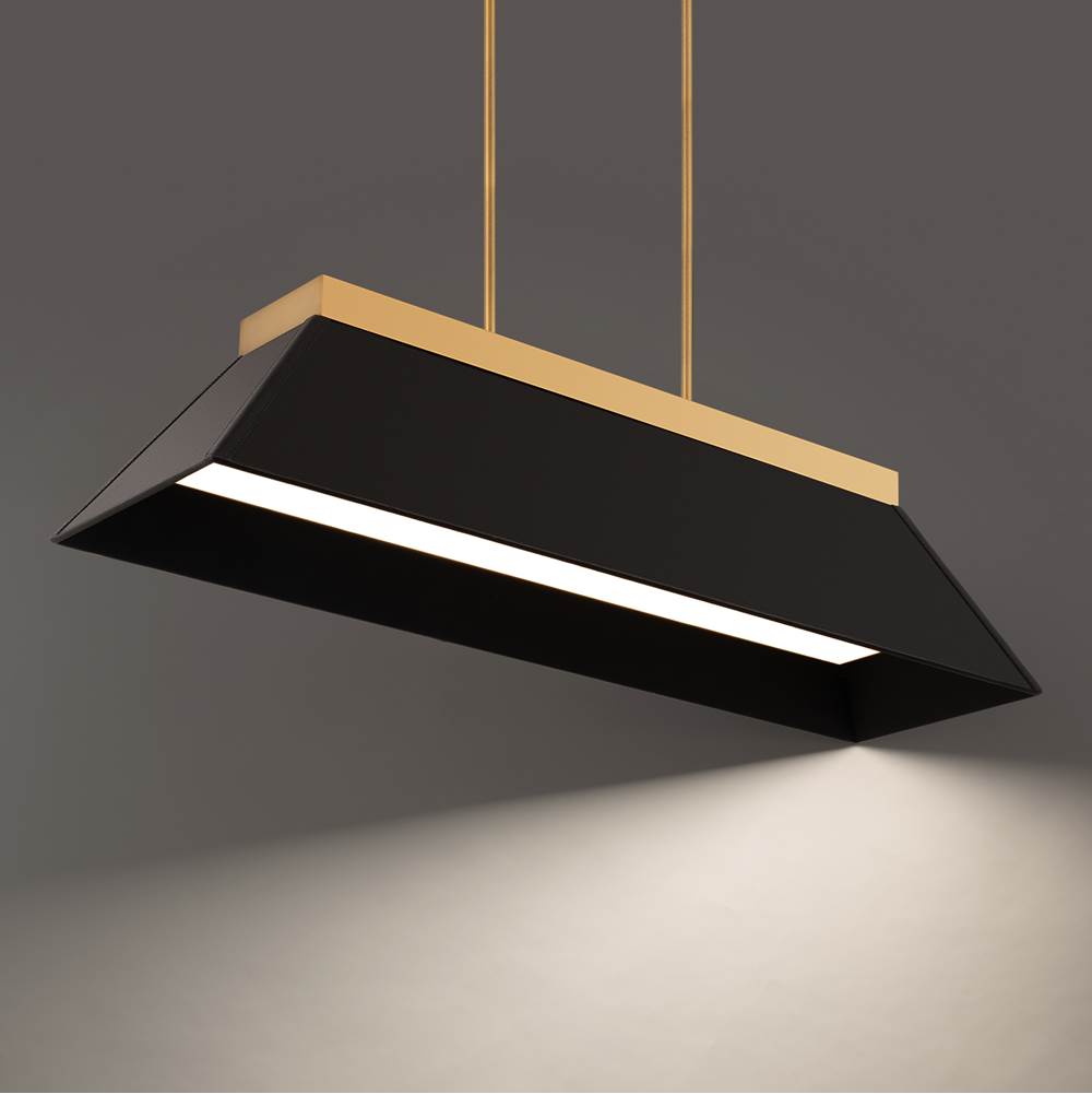 Modern Forms Bentley 44'' Led Indoor Linear Pendant Light 3000k In Black Leather And Aged Brass