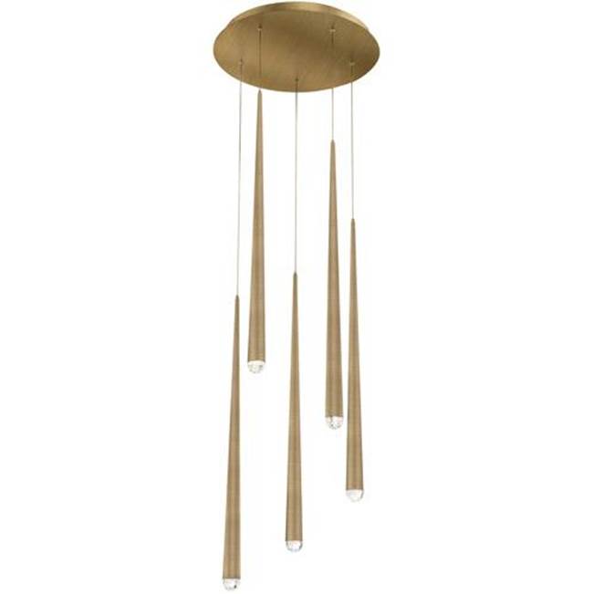 Modern Forms Cascade 17'' Led Multi-light Pendant Light 3500k In Aged Brass