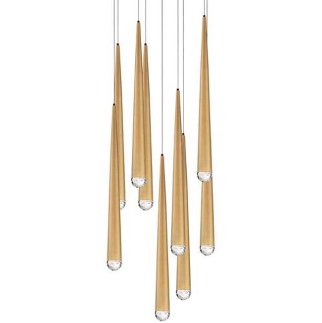 Modern Forms Cascade 17'' Led Multi-light Pendant Light 3500k In Aged Brass