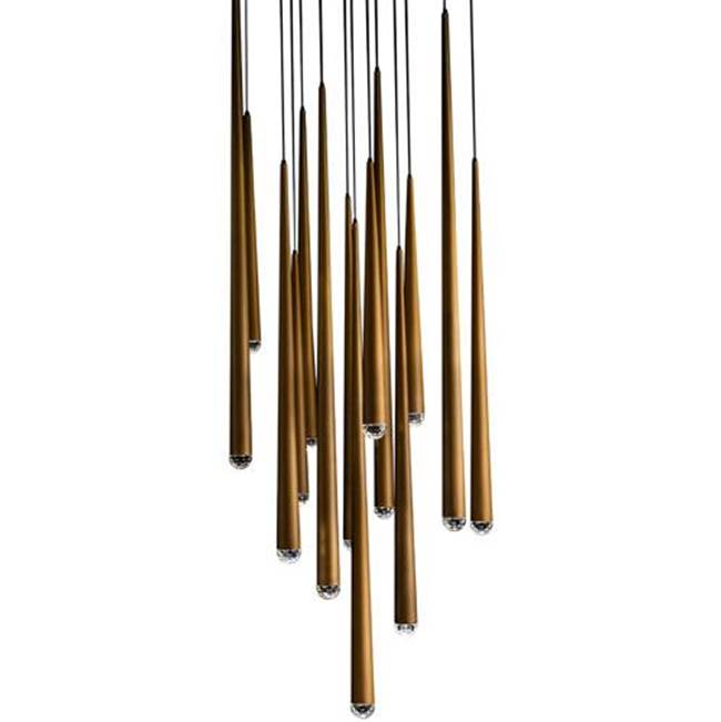 Modern Forms Cascade 23'' Led Multi-light Pendant Light 3500k In Aged Brass