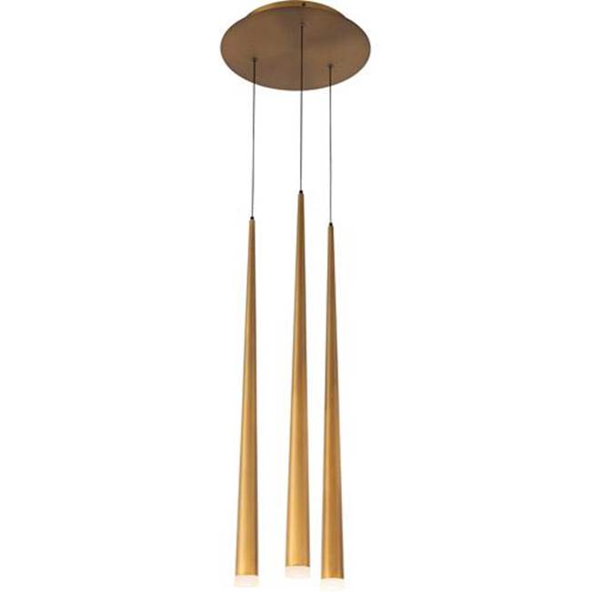 Modern Forms Cascade 12'' Led Multi-light Pendant Light 3500k In Aged Brass