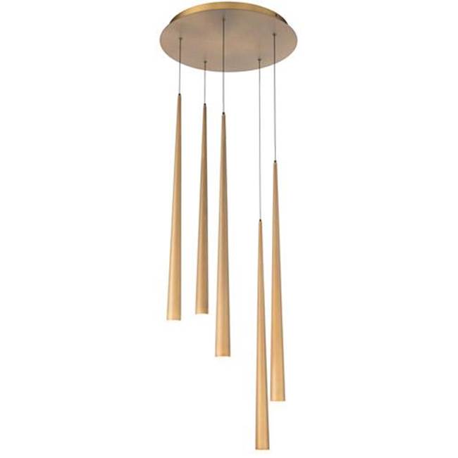 Modern Forms Cascade 17'' Led Multi-light Pendant Light 3500k In Aged Brass