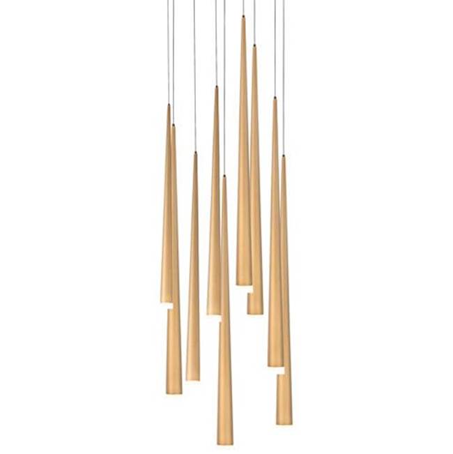 Modern Forms Cascade 17'' Led Multi-light Pendant Light 3500k In Aged Brass