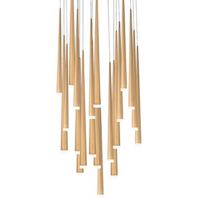 Modern Forms Cascade 26'' Led Multi-light Pendant Light 3500k In Aged Brass