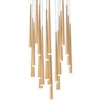 Modern Forms Cascade 26'' Led Multi-light Pendant Light 3500k In Aged Brass