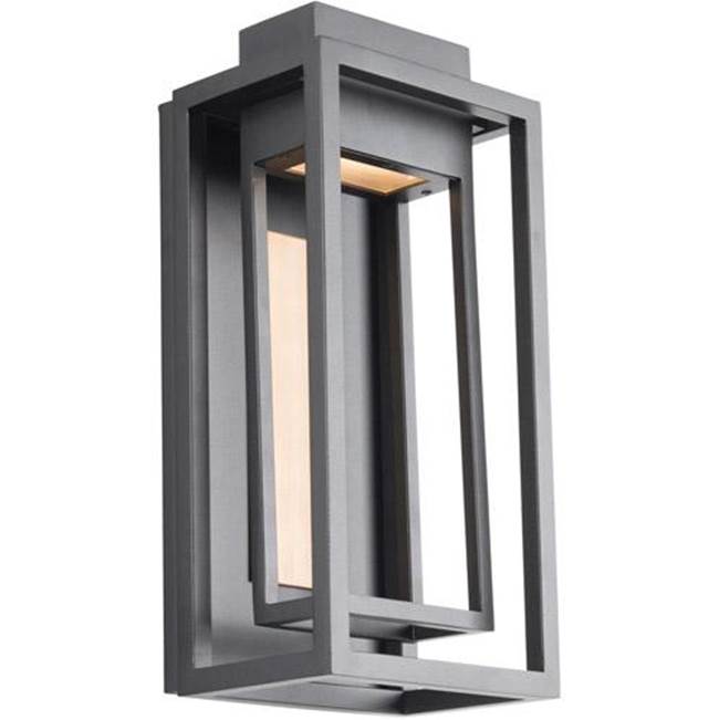 Modern Forms Dorne 14'' Led Outdoor Wall Sconce Light 3000k In Black And Aged Brass