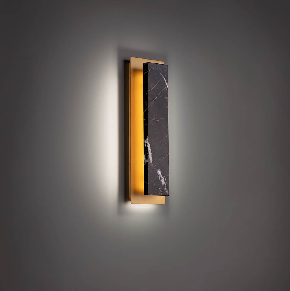Modern Forms Zurich 18'' Led Indoor Sconce Light 3000k In  Black Gold And Aged Brass