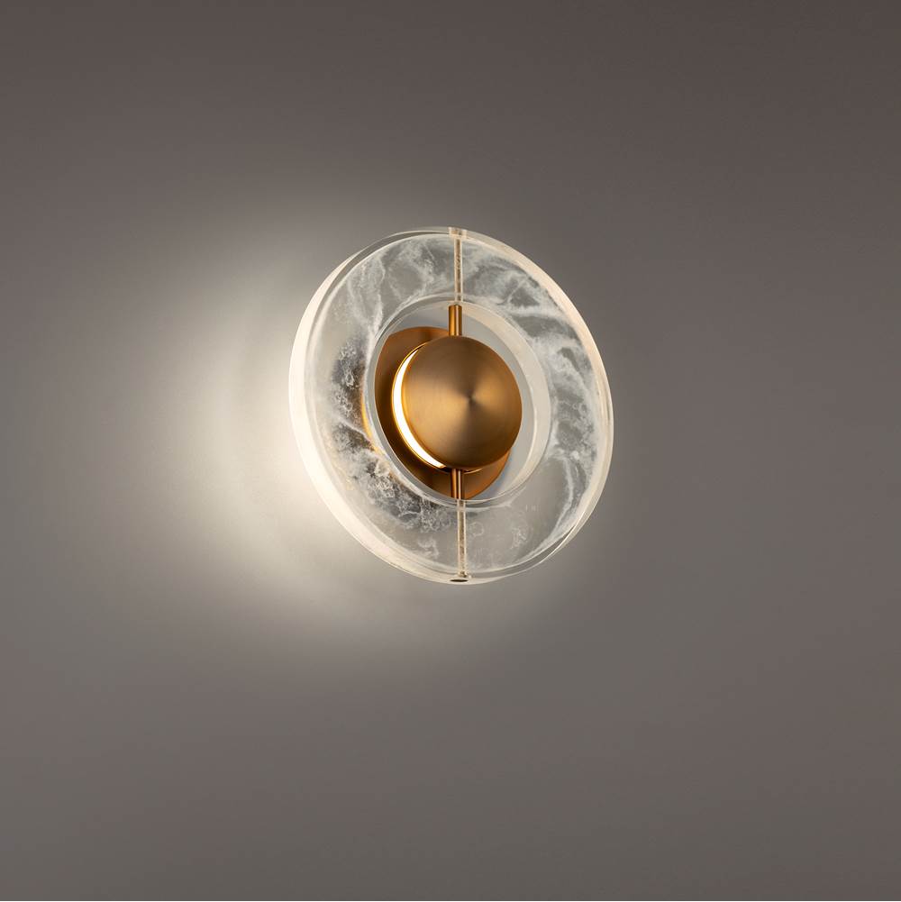 Modern Forms Cymbal 10'' Led Indoor Sconce Light 3000k In Aged Brass