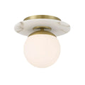 Minka-Lavery Orban 1-light Soft Brass And Faux Alabaster Semi Flush Mount With Etched White Glass Shade