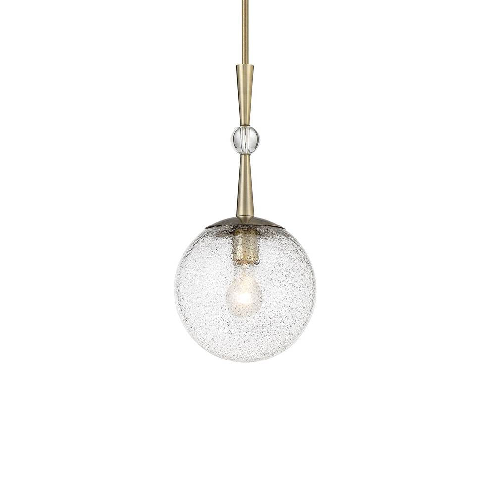 Minka-Lavery Populuxe 1-light Oxidized Aged Brass Mini Pendant With Clear Volcanic Glass Shade