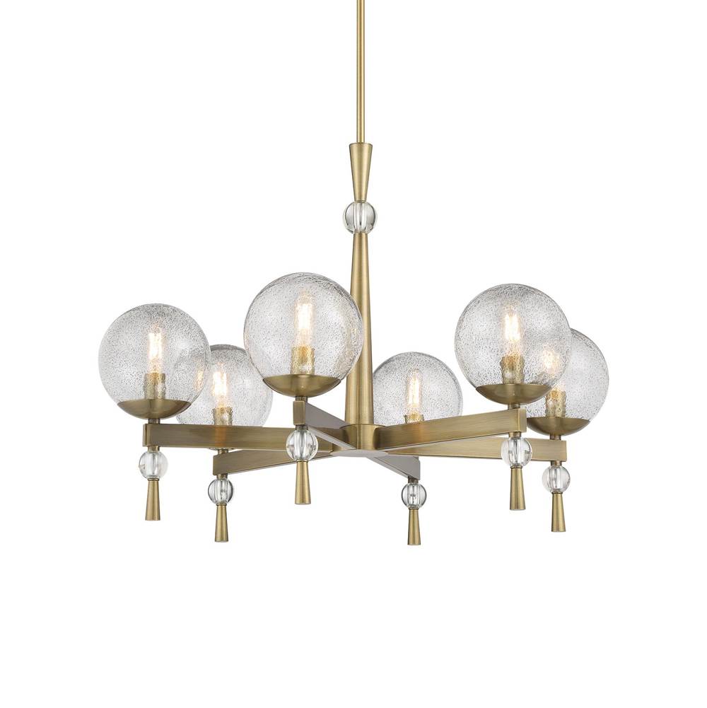 Minka-Lavery Populuxe 6-light Oxidized Aged Brass Chandelier With Clear Volcanic Glass Shades