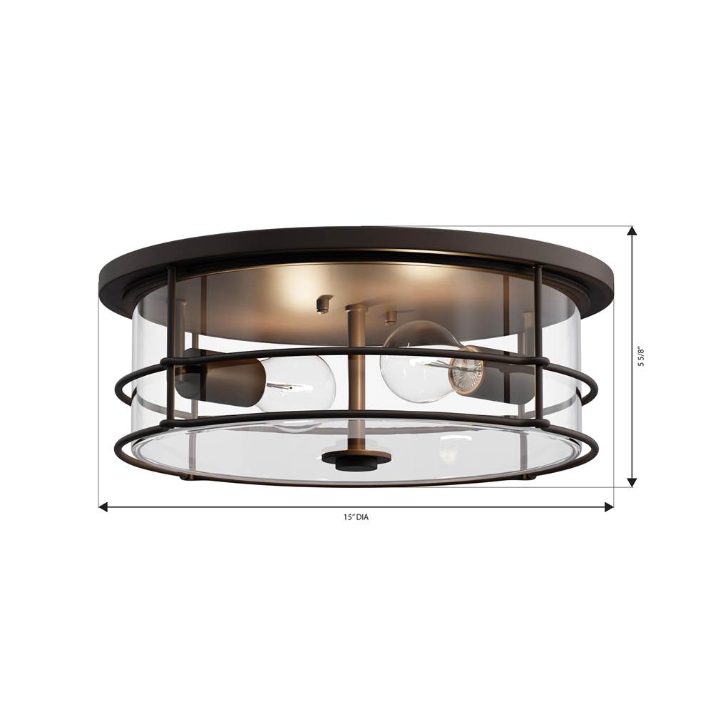 Minka-Lavery 17647-899 Dark Matte Black Lorenth 15'' 2-light Flush Mount Image 2