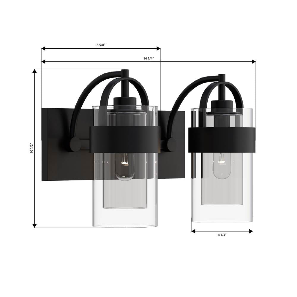 Minka-Lavery 1912-899 Dark Matte Black Ravik 14.25'' 2-light Vanity Image 2