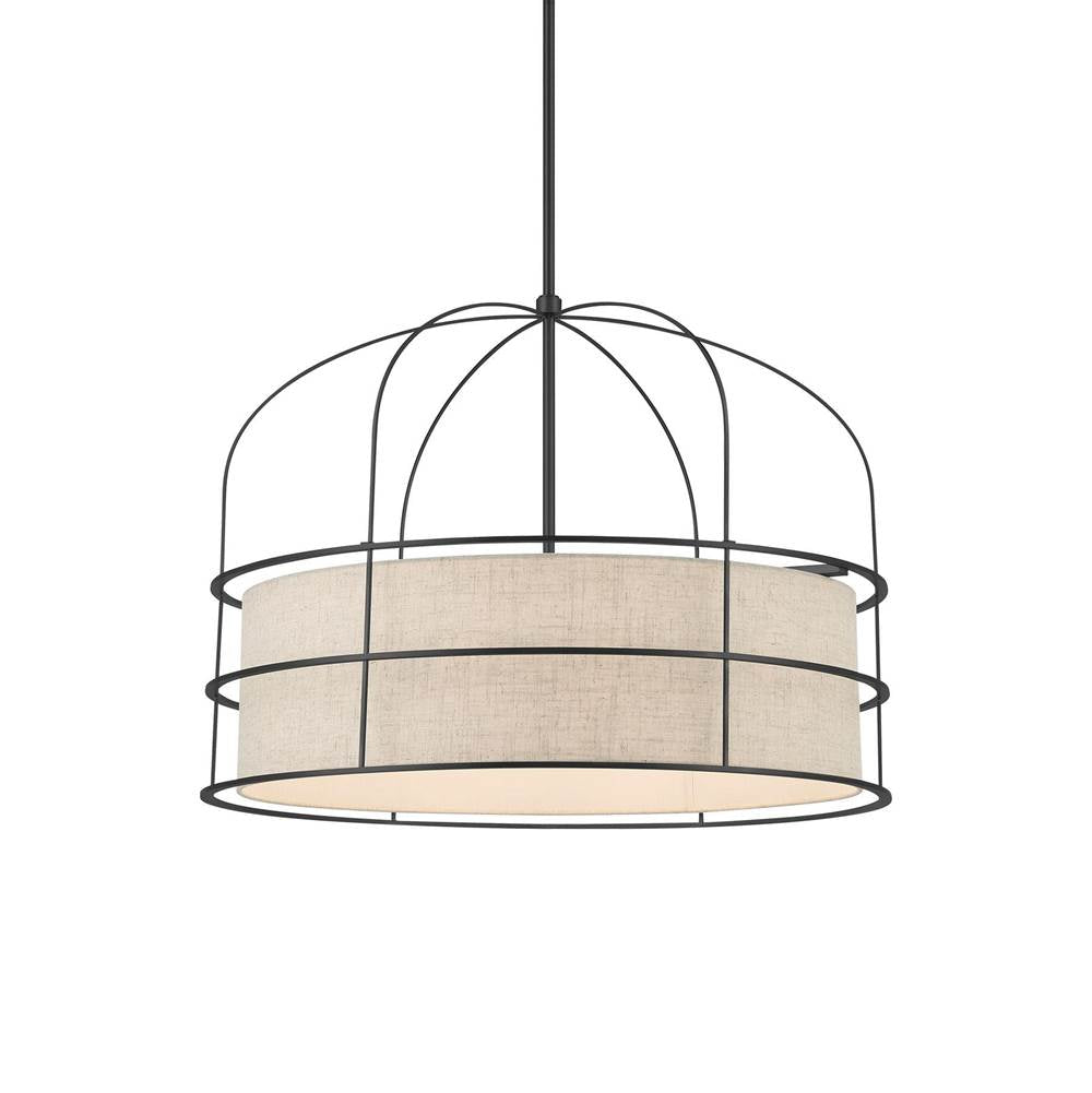 Minka-Lavery Gateway Park Gateway Park 6-light Coal Pendant With Oatmeal Linen Shade