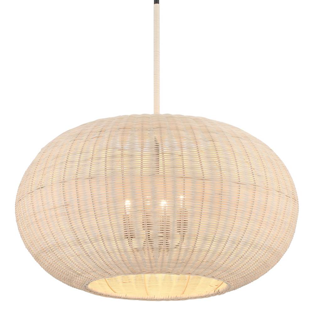 Minka-Lavery Modjeska 4-light Coal Pendant With Natural Rattan Shade