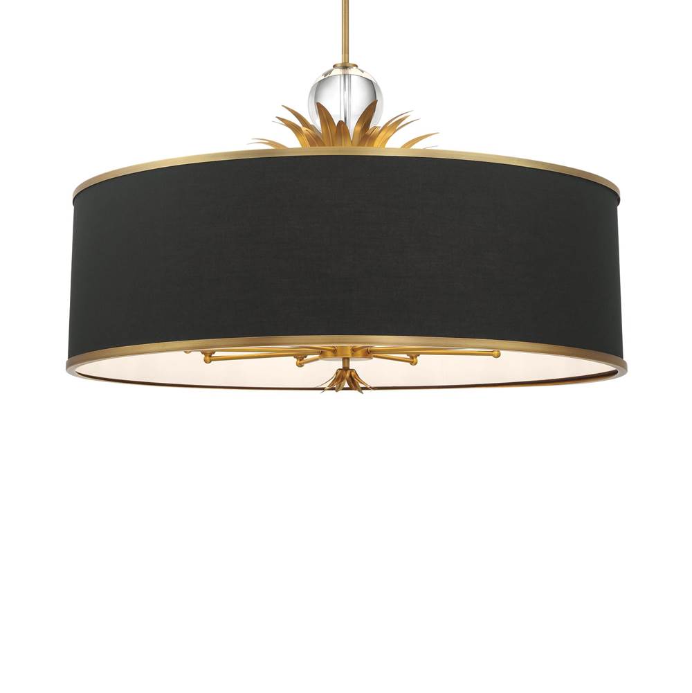 Minka-Lavery Caprio 8-light Natural Brushed Brass Pendant With Black Fabric Shade