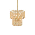 Minka-Lavery Bungalow Heaven Bungalow Heaven 4-light Soft Brass Pendant With Papyrus Rope Shade