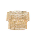 Minka-Lavery Bungalow Heaven Bungalow Heaven 5-light Soft Brass Pendant With Papyrus Rope Shade