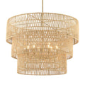 Minka-Lavery Bungalow Heaven Bungalow Heaven 6-light Soft Brass Pendant With Papyrus Rope Shade