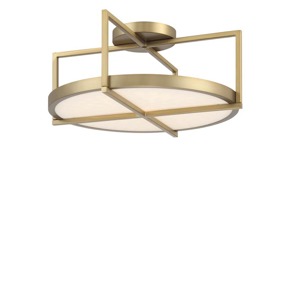 Minka-Lavery Boada 18'' Soft Brass Semi Flush Mount With White Faux Alabaster Diffuser