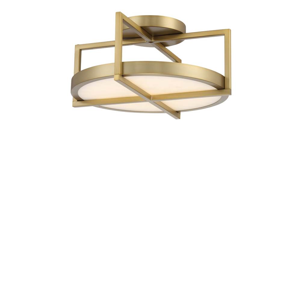 Minka-Lavery Boada 14'' Soft Brass Semi Flush Mount With White Faux Alabaster Diffuser