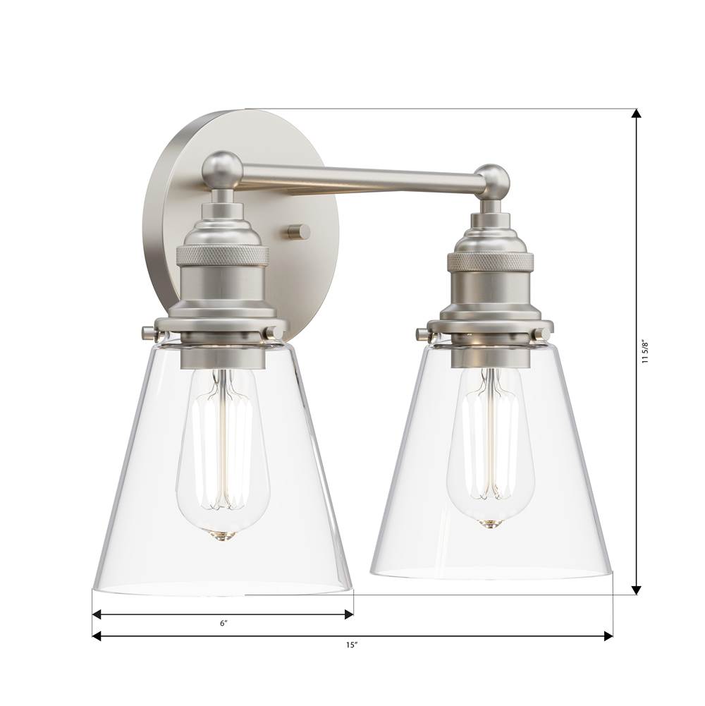 Minka-Lavery 5682-84 Brushed Nickel Barwell 15'' 2-light Vanity Image 2
