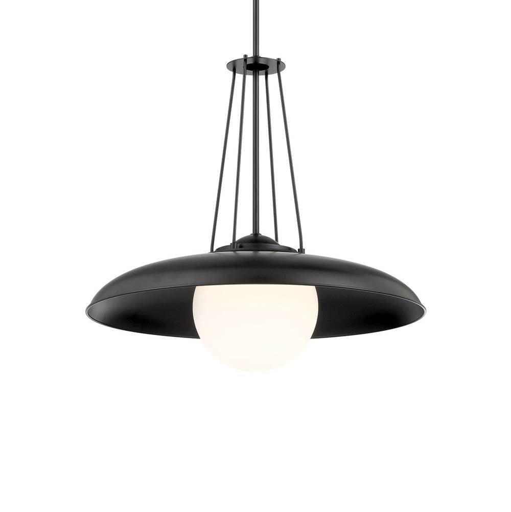 Minka-Lavery Schooner Ridge Schooner Ridge 1-light Coal Mini Pendant With Etched White Glass Shade