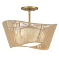 Minka-Lavery Key Largo Key Largo Soft Brass Semi Flush Mount With Etched Opal Glass And Natural Rope Shade