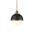 Minka-Lavery Vorey 1-light Coal And Oxidized Aged Brass Pendant With Etched Opal Glass Shade
