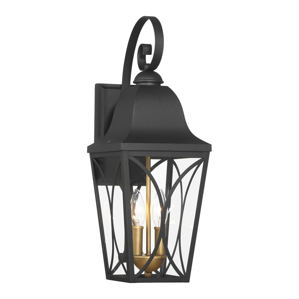 Minka-Lavery 73352-757 Sand Coal Black,Olden Brass Cardigan 2 Light Outdoor Wall Mount Image 1