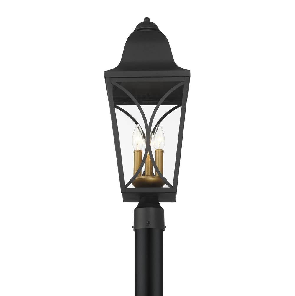 Minka-Lavery 73356-757 Sand Coal Black,Olden Brass Cardigan 3 Light Outdoor Post Mount Image 3