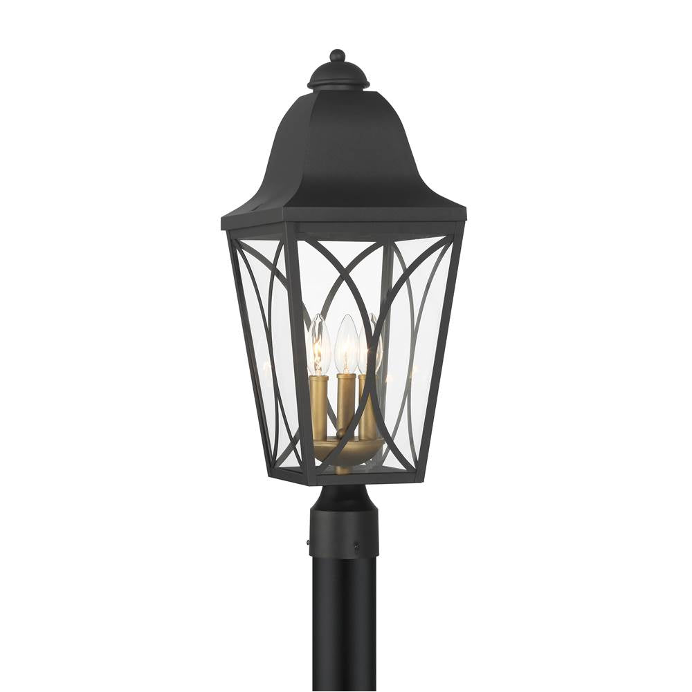 Minka-Lavery 73356-757 Sand Coal Black,Olden Brass Cardigan 3 Light Outdoor Post Mount Image 1