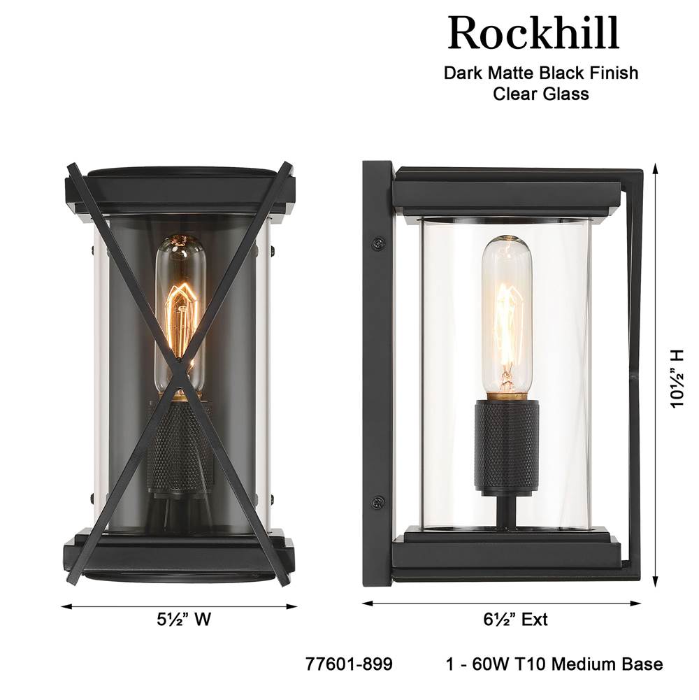 Minka-Lavery 77601-899 Dark Matte Black Rockhill 10.5'' High 1-light Outdoor Sconce Image 3