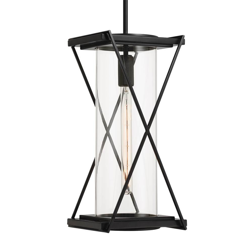 Minka-Lavery 77604-899 Dark Matte Black Rockhill 19'' High 1-light Outdoor Pendant Image 1