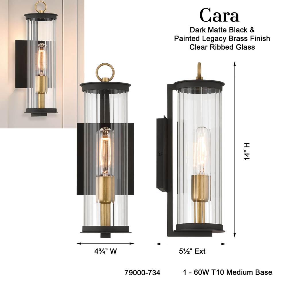 Minka-Lavery 79000-734 Dark Matte Black Cara 14'' High 1-light Outdoor Wall Sconce Image 4