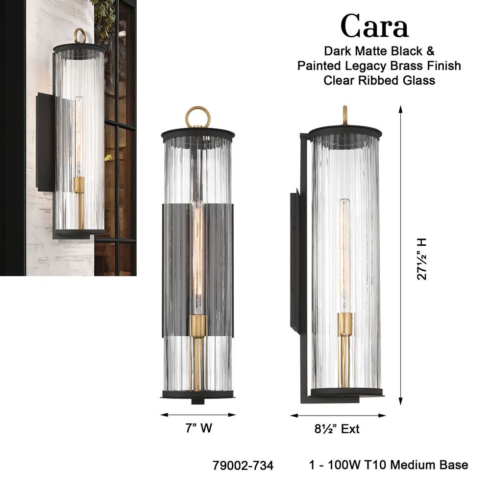 Minka-Lavery 79002-734 Dark Matte Black Cara 27.5'' High 1-light Outdoor Wall Sconce Image 4