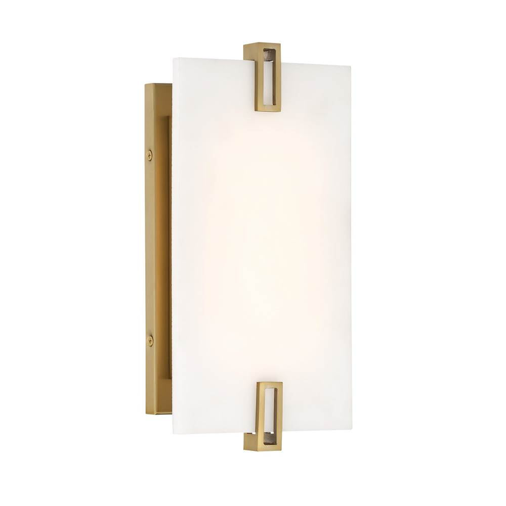 Minka-Lavery Aizen 12'' Soft Brass Led Wall Sconce With White Faux Alabaster Diffuser