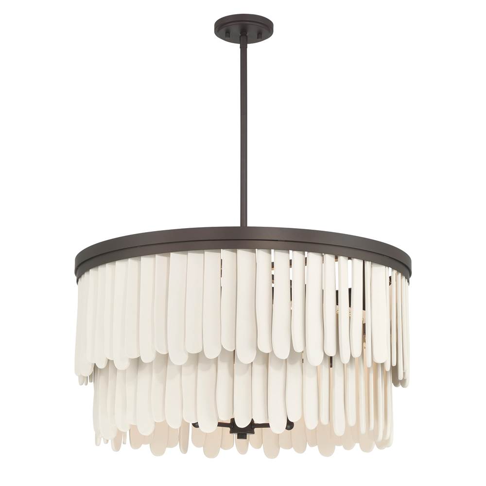 Minka-Lavery 2079-860 Dark Bronze With Off White Briscade 28'' 9-light Pendant Image 9