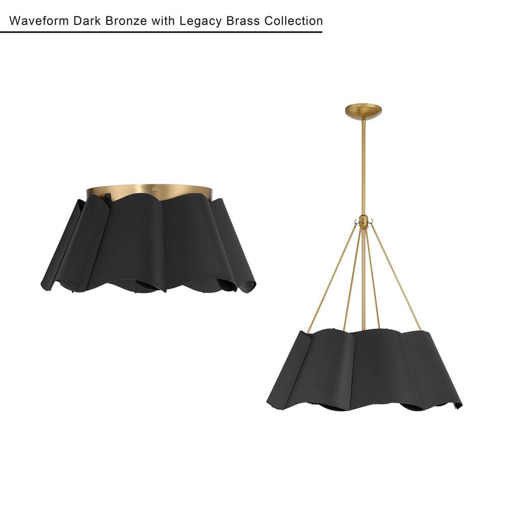 Minka-Lavery 3955-796 Dark Bronze With Legacy Brass Waveform 14'' 3-light Flush Mount Image 2