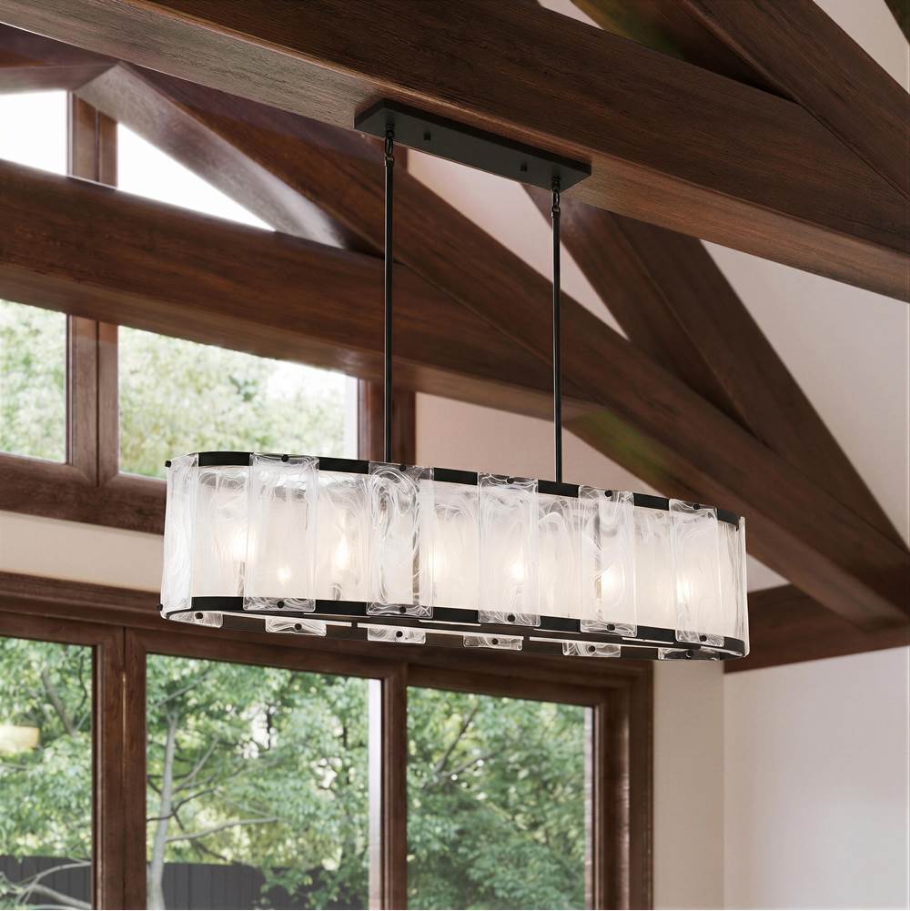 Minka-Lavery 3639-899 Dark Matte Black Veil 48'' 6-light Linear Chandelier Image 2