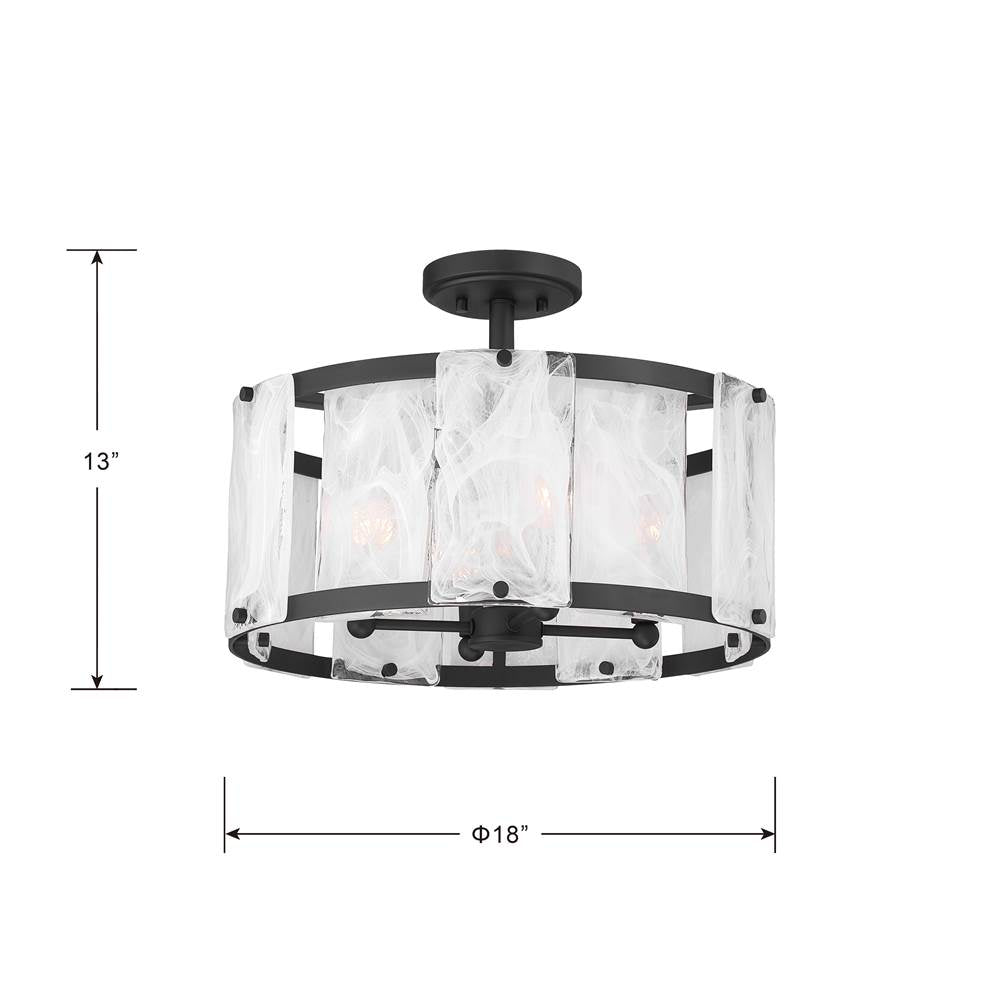 Minka-Lavery 3635-899 Dark Matte Black Veil 19.25'' 4-light Semi-flush Mount Image 3