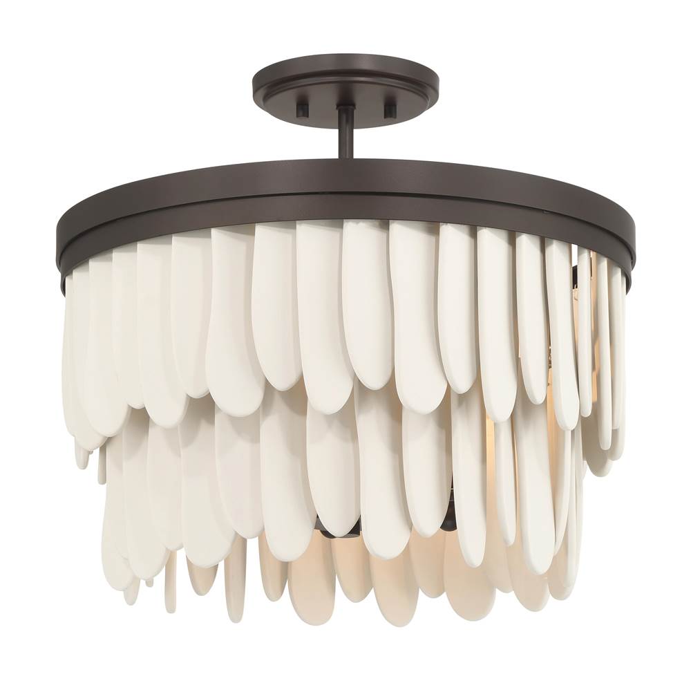 Minka-Lavery 2076-860 Dark Bronze With Off White Briscade 18'' 6-light Semi-flush Mount Image 8
