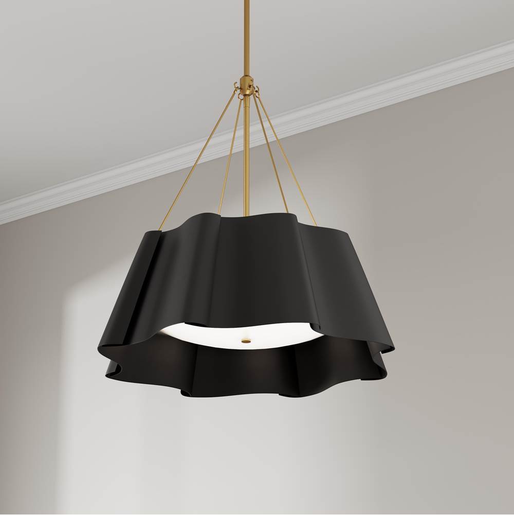Minka-Lavery 3954-796 Dark Bronze With Legacy Brass Waveform 26'' 4-light Pendant Image 3