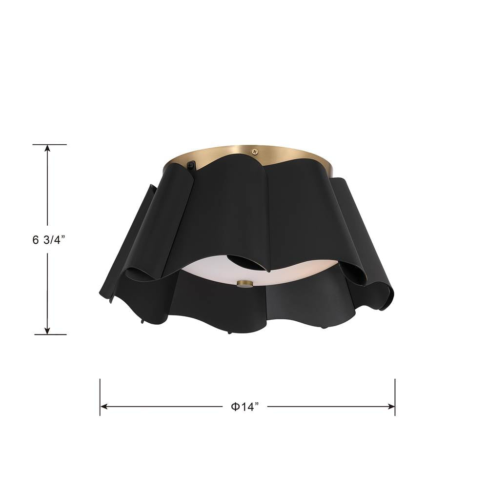 Minka-Lavery 3955-796 Dark Bronze With Legacy Brass Waveform 14'' 3-light Flush Mount Image 3