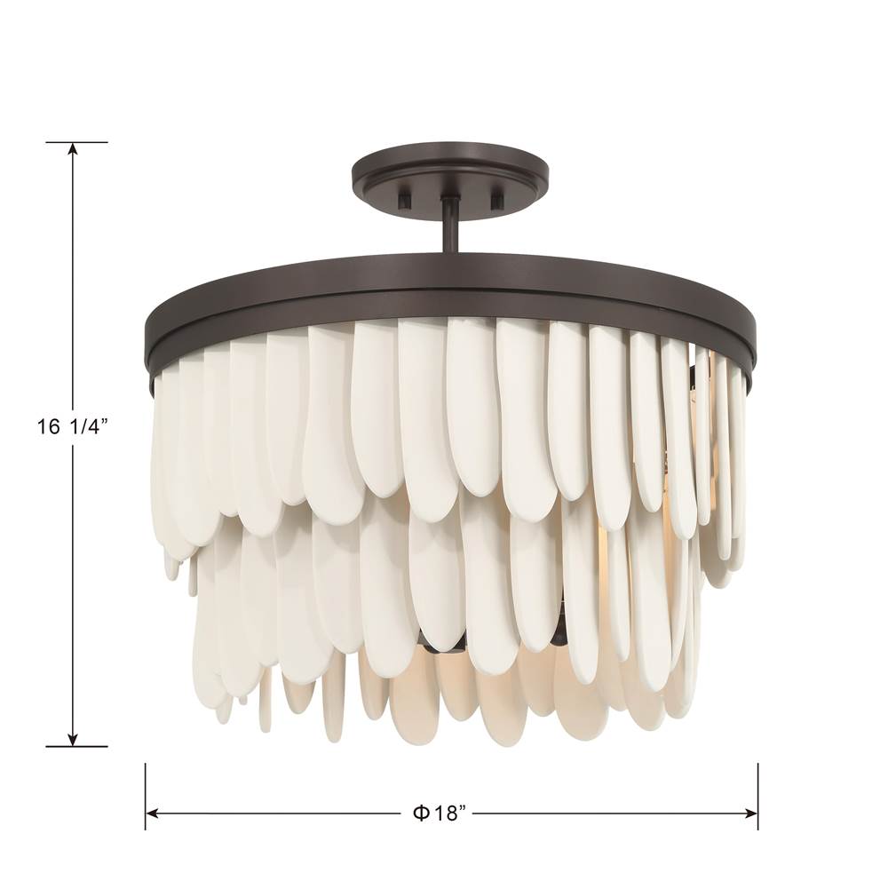 Minka-Lavery 2076-860 Dark Bronze With Off White Briscade 18'' 6-light Semi-flush Mount Image 3